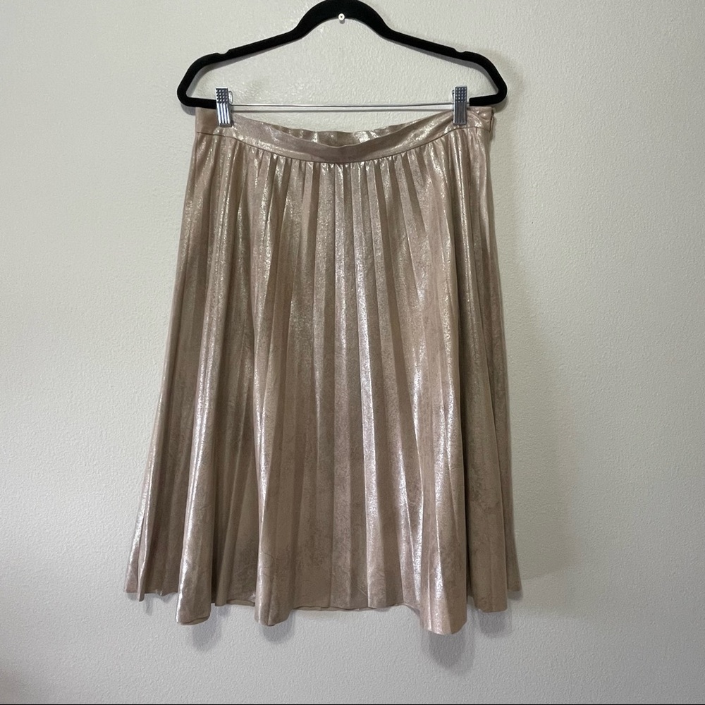 Maeve Metallic Pleated Midi Skirt